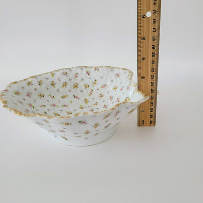 Vienna Porcelain Chintz Floral Leaf Bowl, Made in Austria