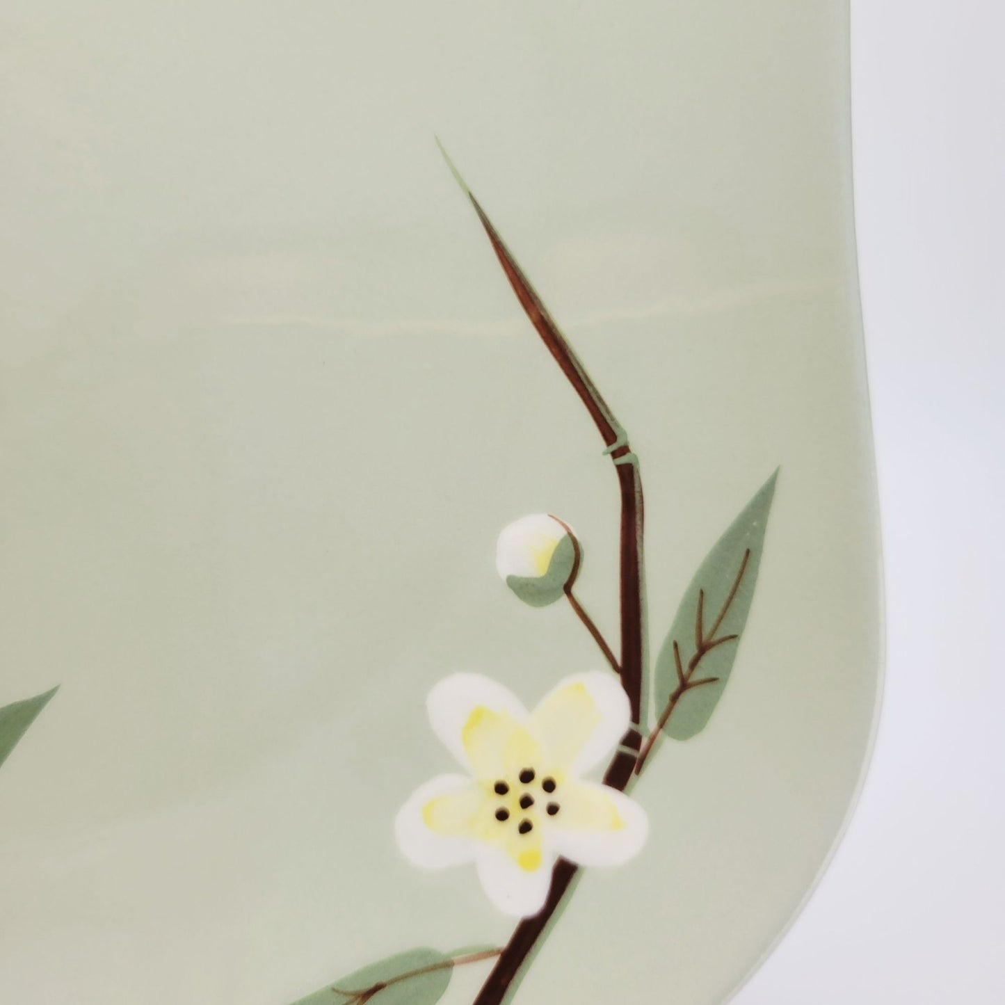 Weil Ware Blossom Celadon Square Dinner Plate, USA Made c.1946-55