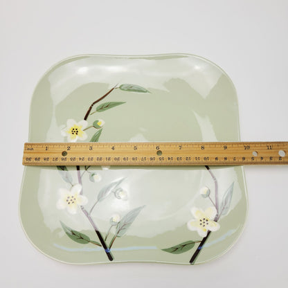 Weil Ware Blossom Celadon Square Dinner Plate, USA Made c.1946-55