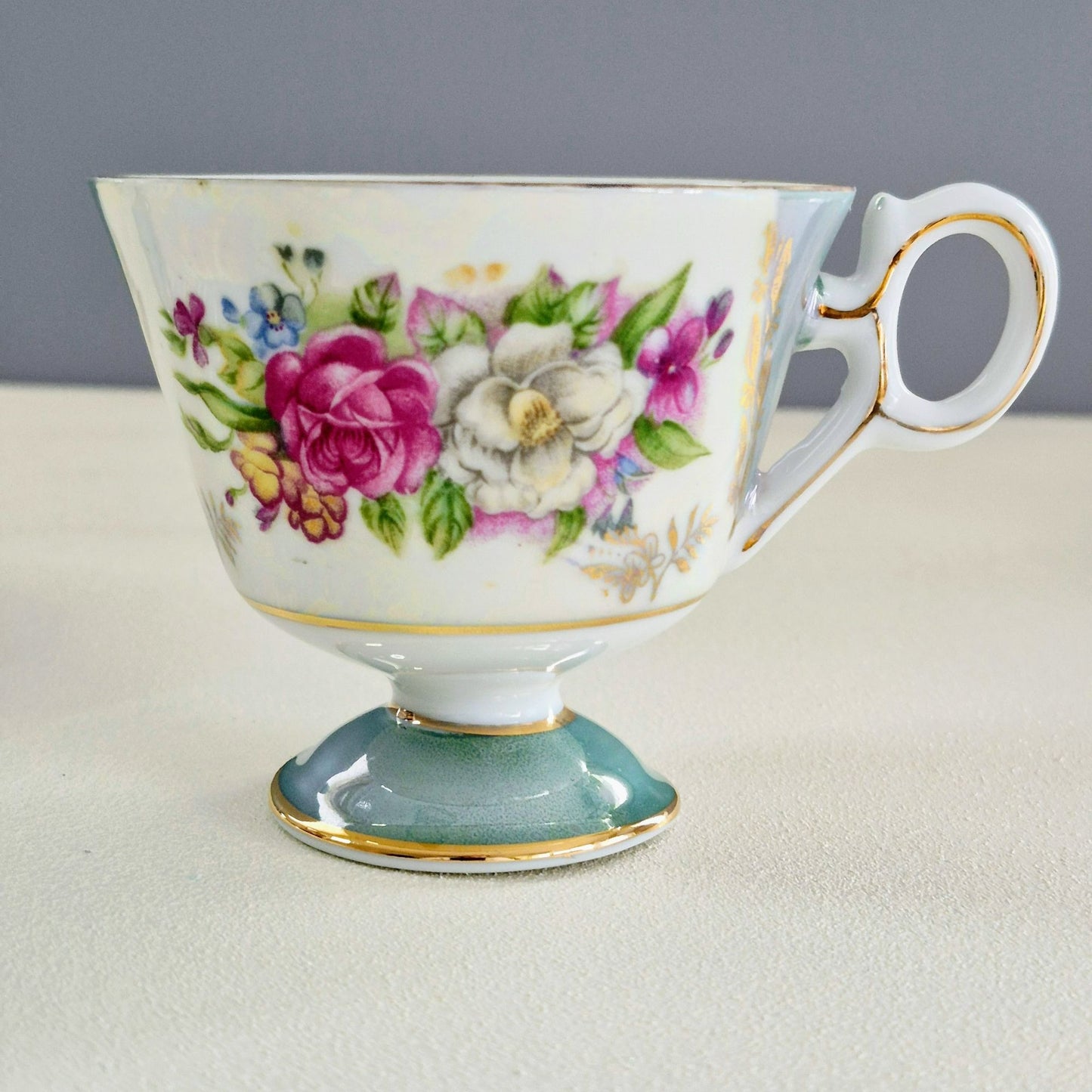 Lusterware Pedestal Teacup Set of 2, c.1920-40s Japan