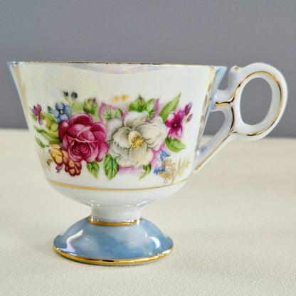 Lusterware Pedestal Teacup Set of 2, c.1920-40s Japan