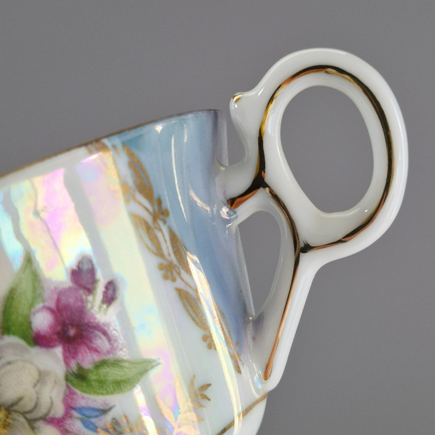 Lusterware Pedestal Teacup Set of 2, c.1920-40s Japan