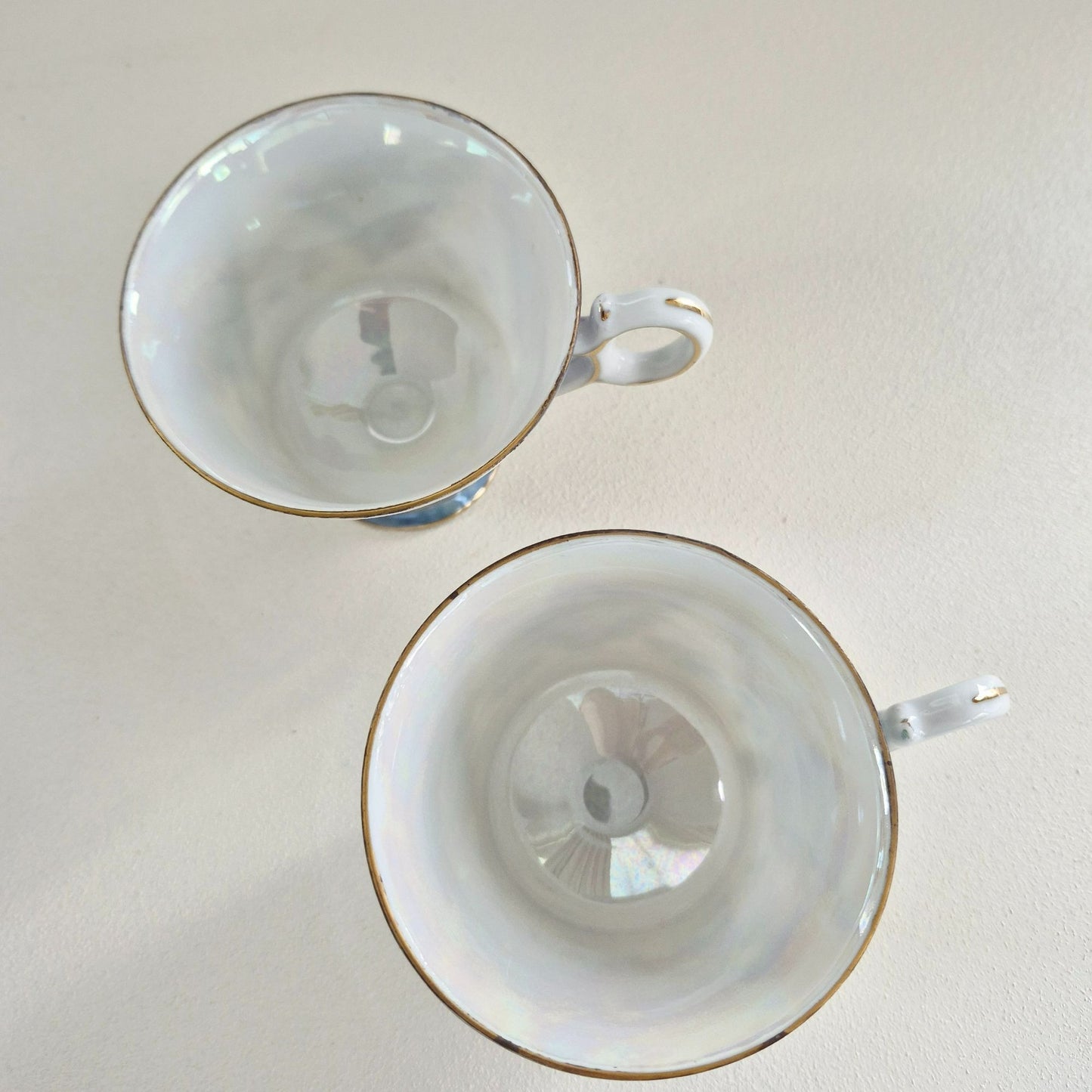 Lusterware Pedestal Teacup Set of 2, c.1920-40s Japan