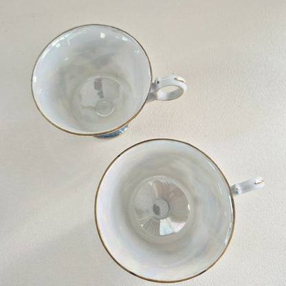 Lusterware Pedestal Teacup Set of 2, c.1920-40s Japan
