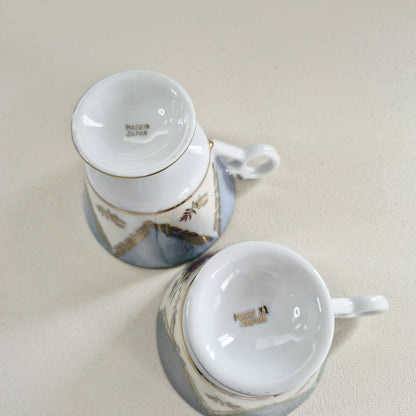 Lusterware Pedestal Teacup Set of 2, c.1920-40s Japan