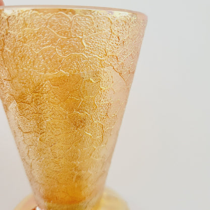 Jeannette Marigold Crackle Glass Carnival Glass Pitcher & Tumblers Set, c.1930s USA