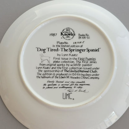 Edwin M. Knowles Co. Dog Tired-The Springer Spaniel Plate, c.1987