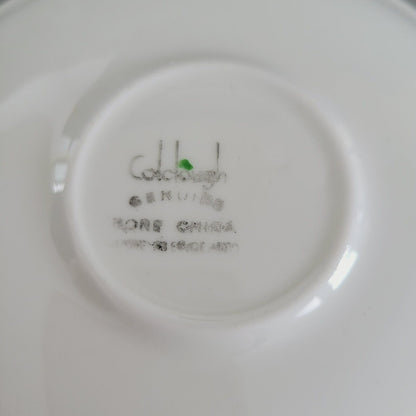 Colclough Tea Cup & Saucer, Green & Gold Stripe, Bone China Made in England