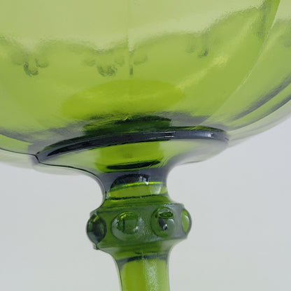 Indiana Glass Garland Avocado Green Pedestal Compote Bowl, USA Made