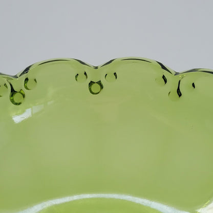 Indiana Glass Garland Avocado Green Pedestal Compote Bowl, USA Made