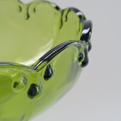Indiana Glass Garland Avocado Green Pedestal Compote Bowl, USA Made