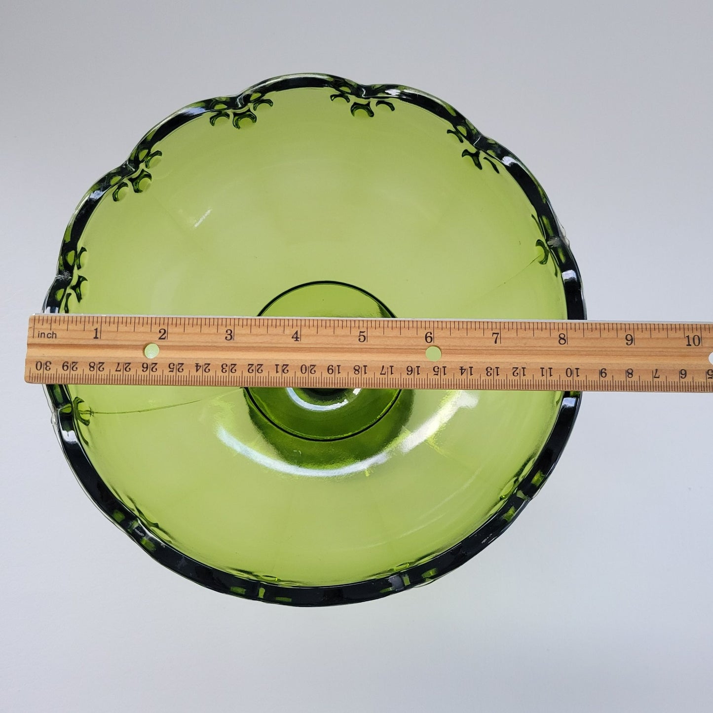 Indiana Glass Garland Avocado Green Pedestal Compote Bowl, USA Made