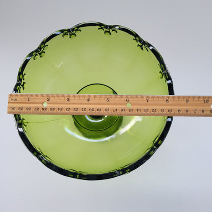 Indiana Glass Garland Avocado Green Pedestal Compote Bowl, USA Made