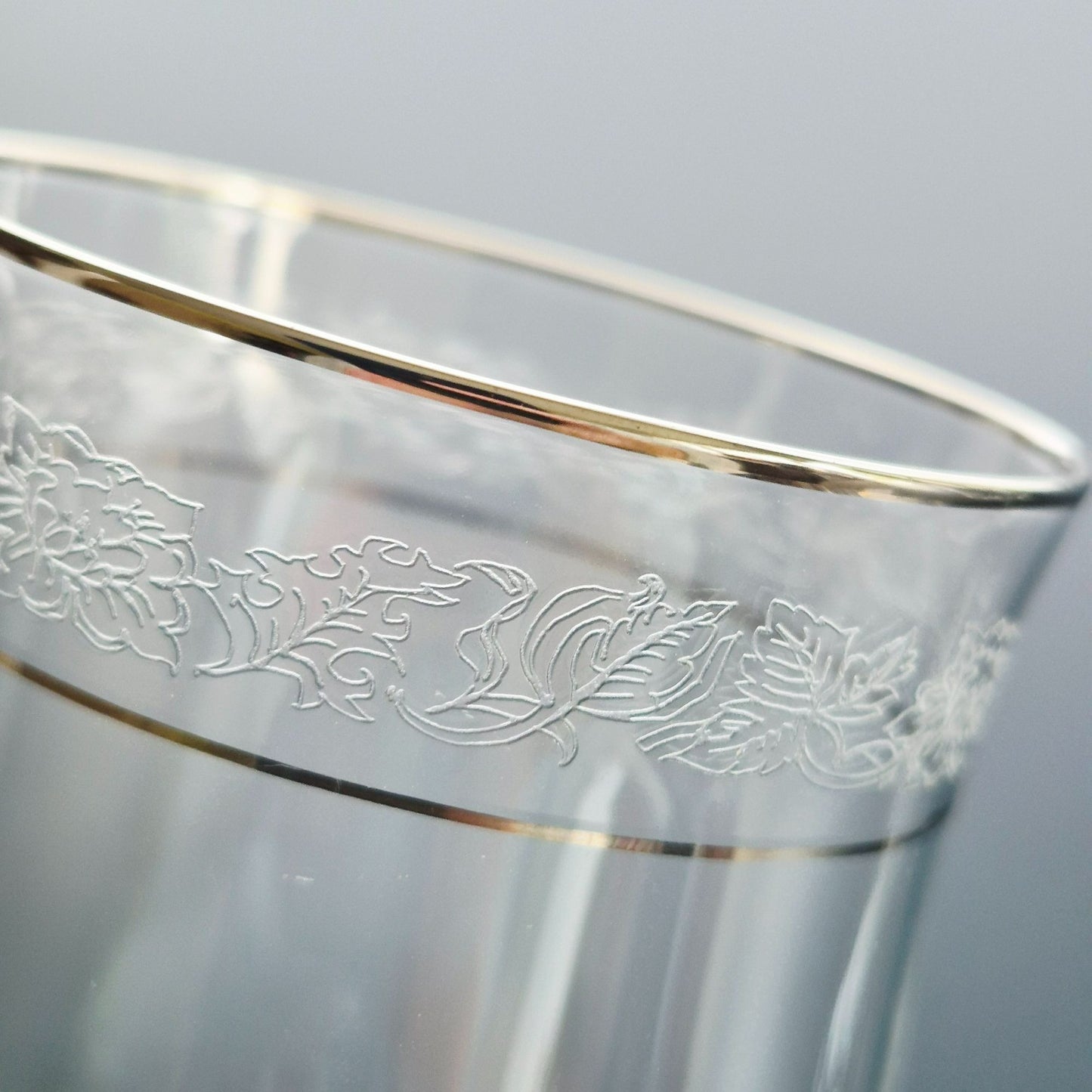 Lenox "Moonspun" Crystal Wine Glass, Set of 2, Platinum Trim, USA c.1975-89