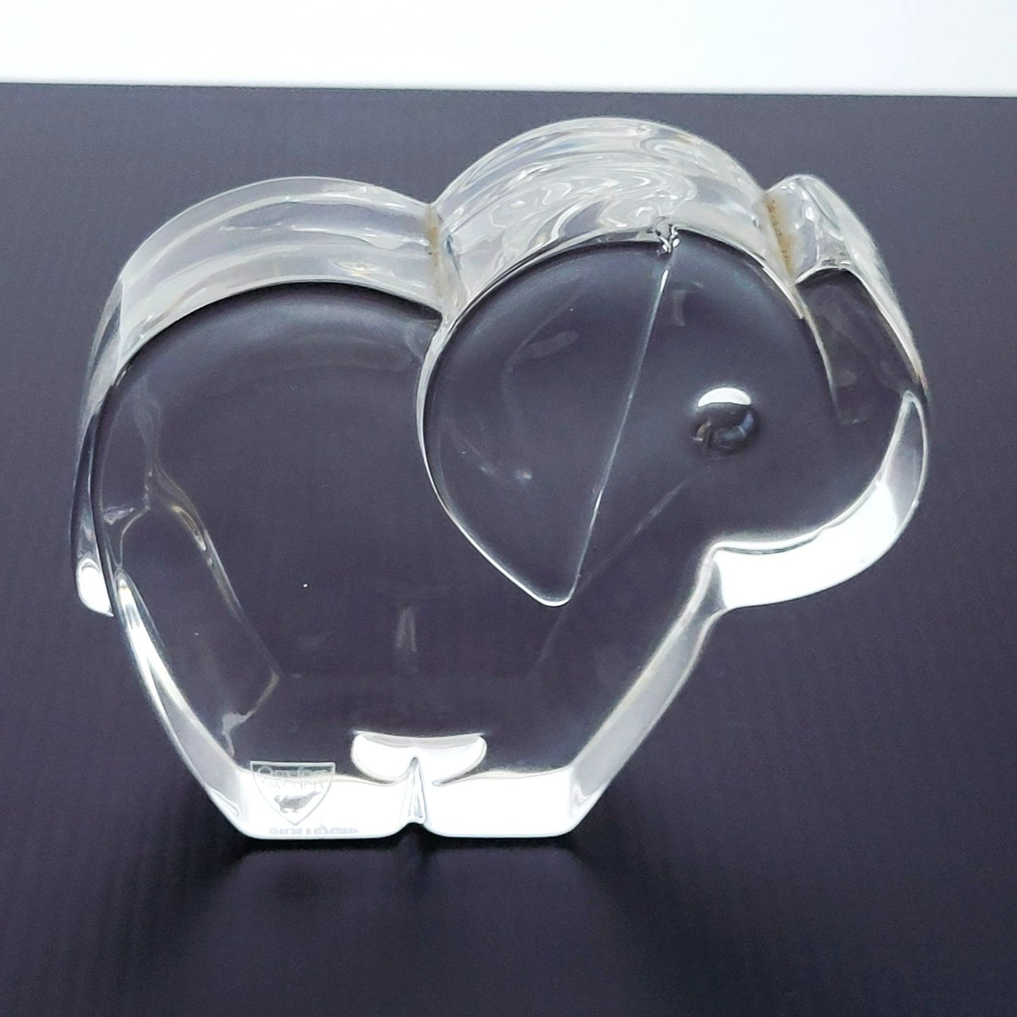 Orrefors Crystal Elephant Figurine / Paperweight, Zoo Collection, Made in Sweden