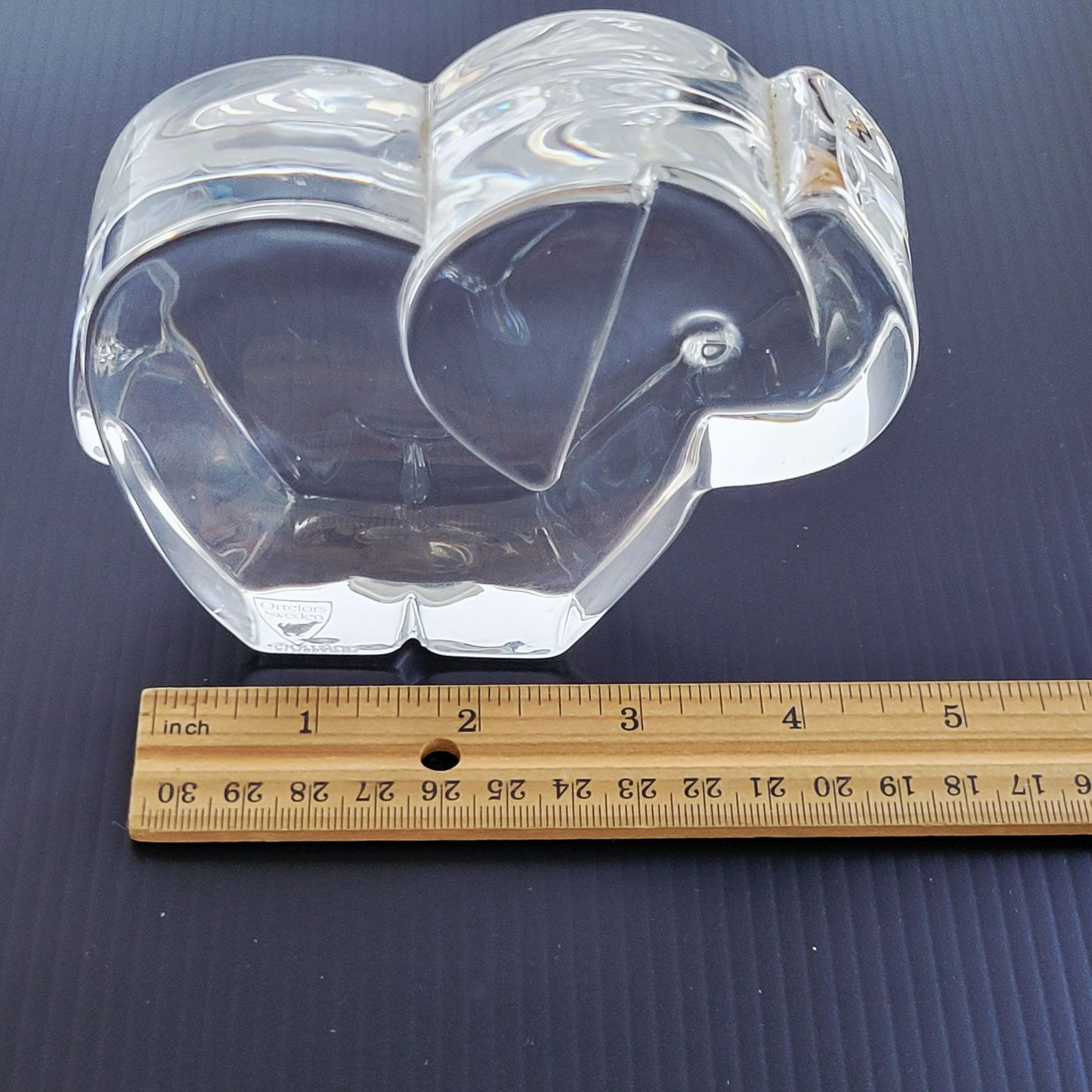 Orrefors Crystal Elephant Figurine / Paperweight, Zoo Collection, Made in Sweden