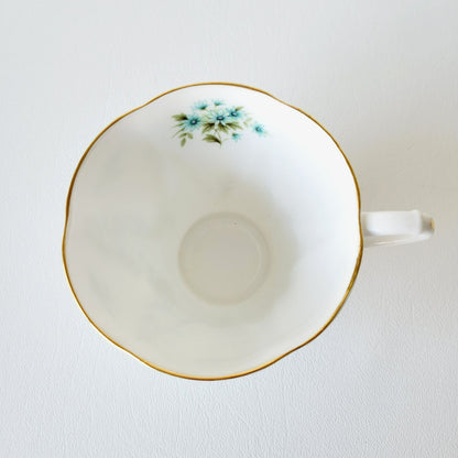 Royal Albert Shot Silk Teacup & Saucer, Blue Green Floral Swag, Embossed & Gold Trim, Made in England