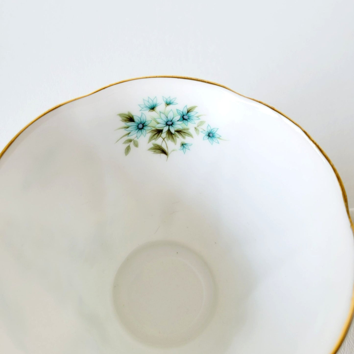 Royal Albert Shot Silk Teacup & Saucer, Blue Green Floral Swag, Embossed & Gold Trim, Made in England