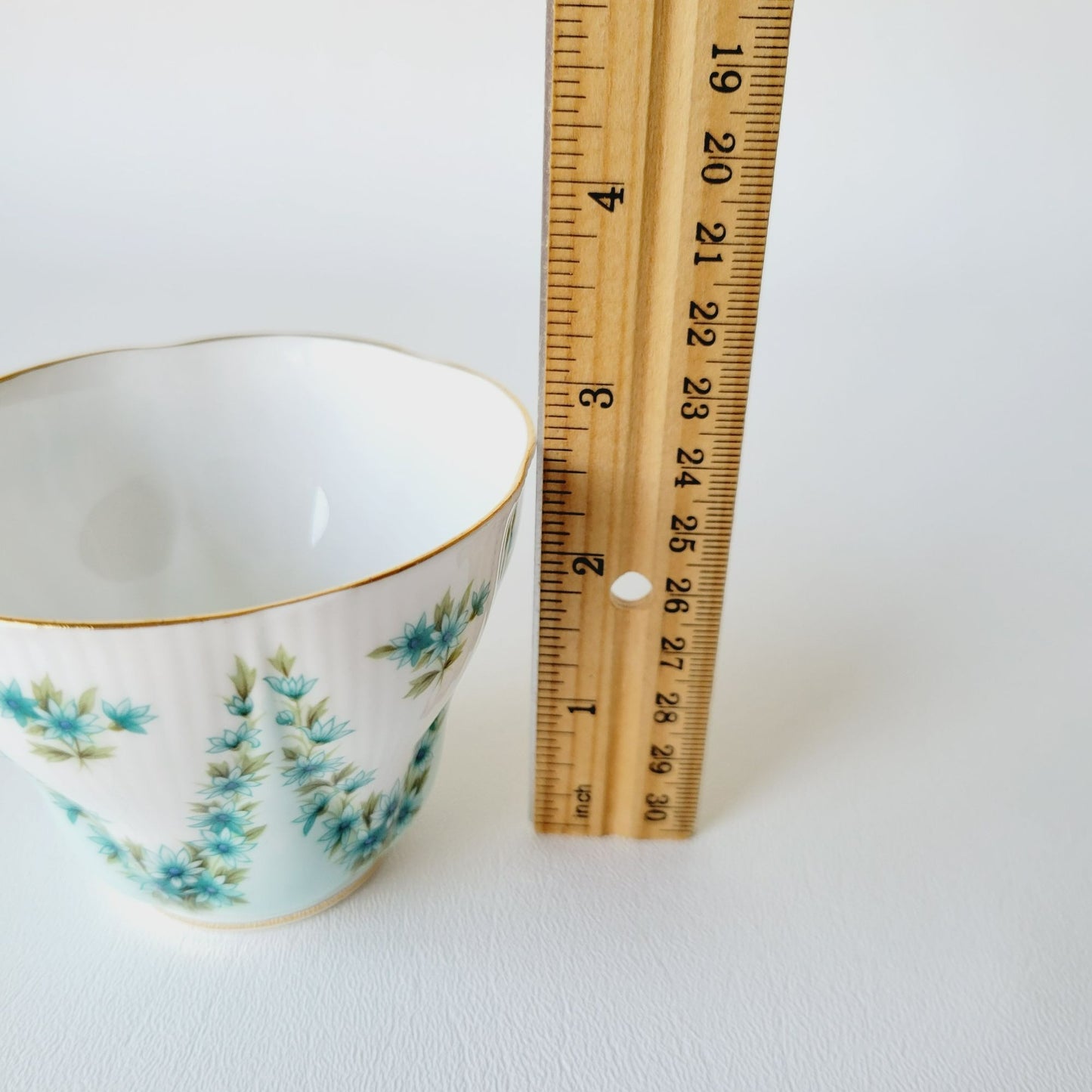 Royal Albert Shot Silk Teacup & Saucer, Blue Green Floral Swag, Embossed & Gold Trim, Made in England
