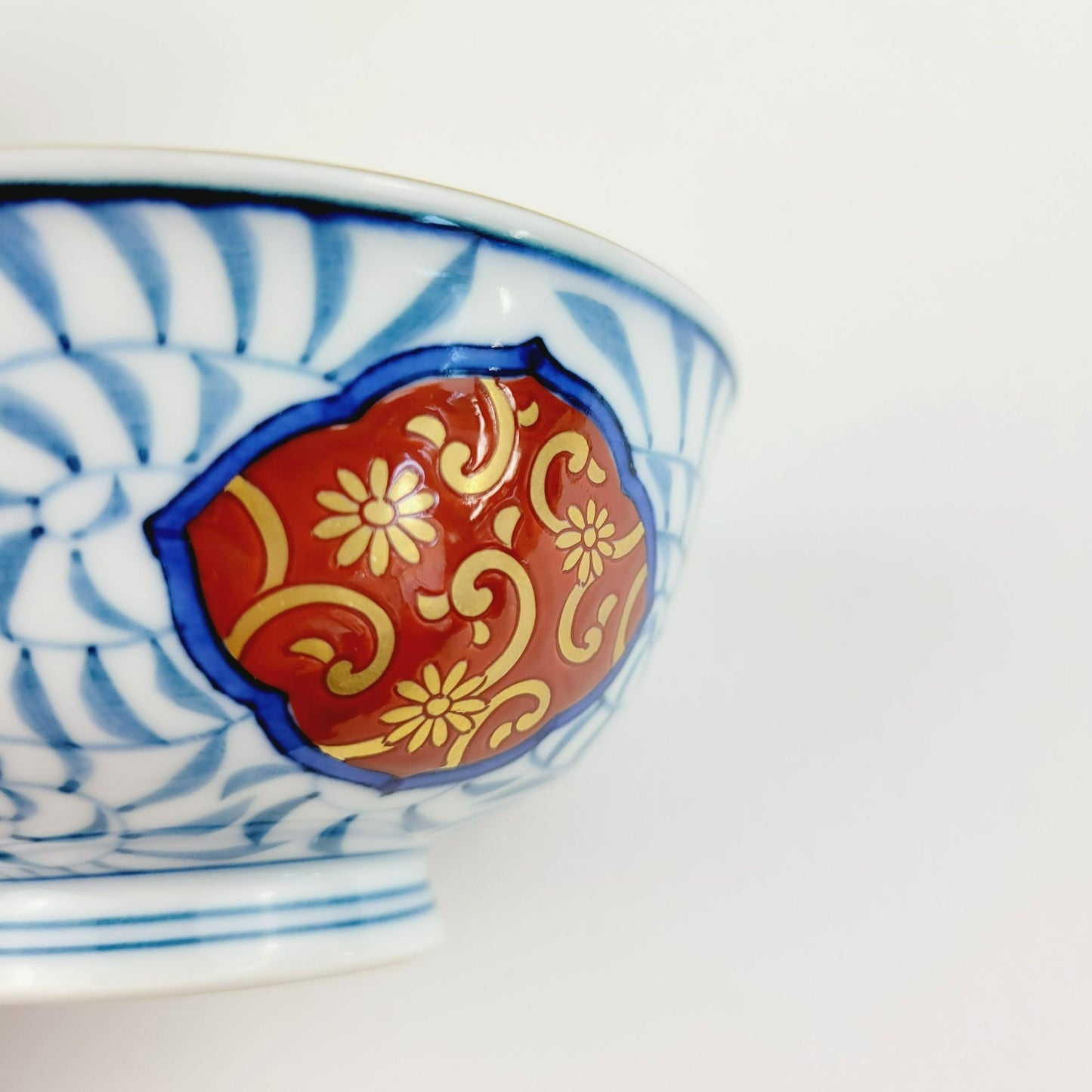 Hand-Painted Japanese Porcelain Rice Bowl Set of 2