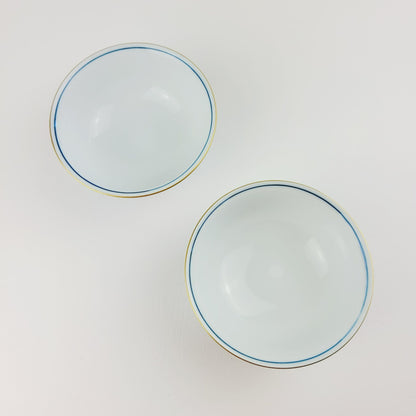 Hand-Painted Japanese Porcelain Rice Bowl Set of 2