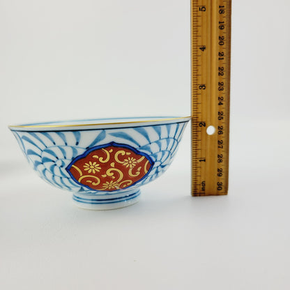 Hand-Painted Japanese Porcelain Rice Bowl Set of 2