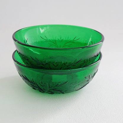 Anchor Hocking Sandwich Forest Green Berry Bowl Set of 2, c.1940s-60 USA