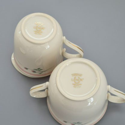 Lenox "Rose Manor Pink" Creamer & Sugar Bowl, c.1985-99 USA