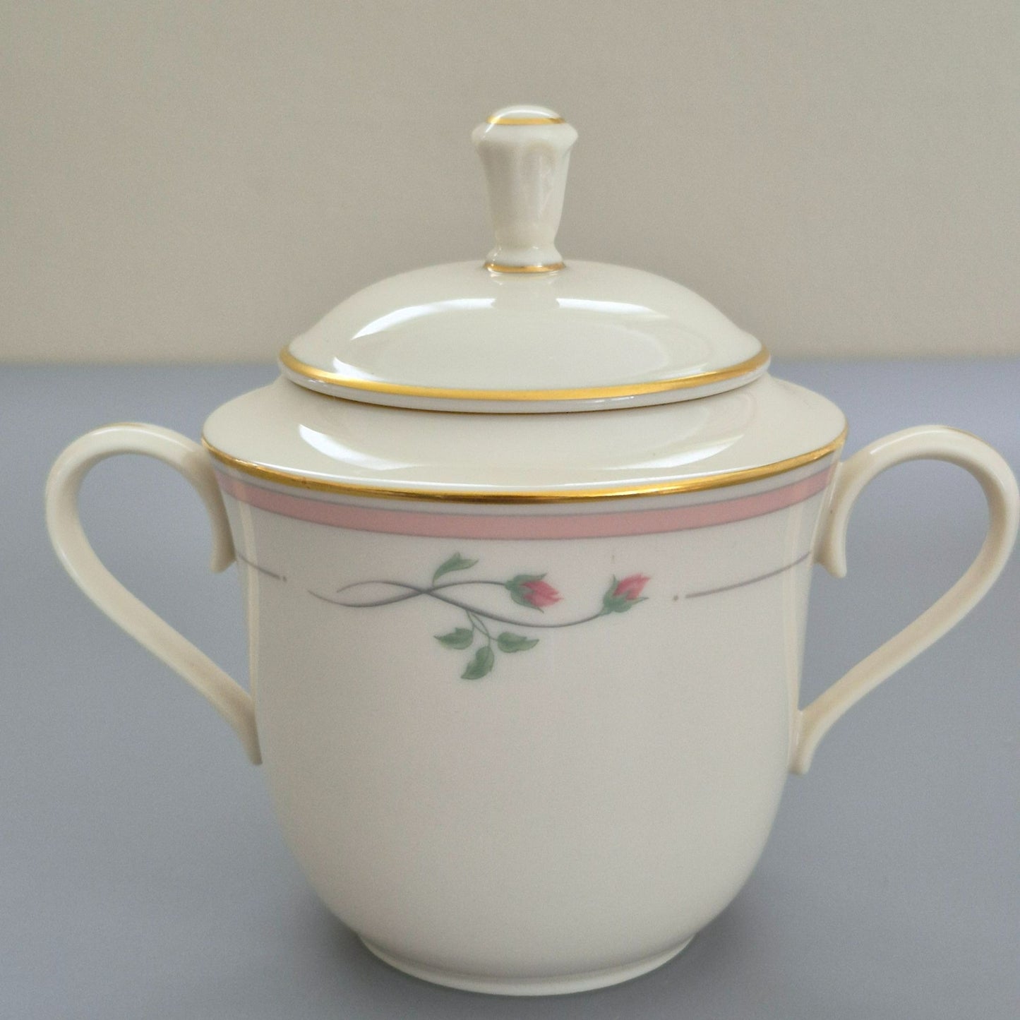 Lenox "Rose Manor Pink" Creamer & Sugar Bowl, c.1985-99 USA