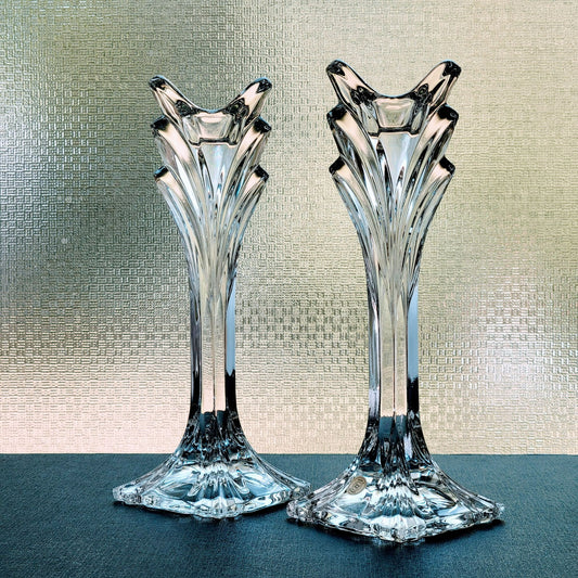 Mikasa Deco Crystal 9" Candlestick Set of 2