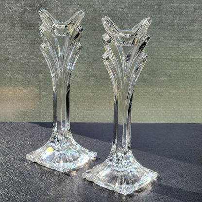 Mikasa Deco Crystal 9" Candlestick Set of 2