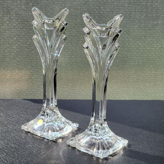 Mikasa Deco Crystal 9" Candlestick Set of 2