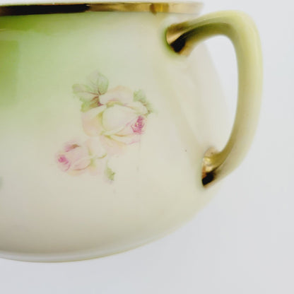 Antique Prince Regent Cracker Biscuit Jar, Hand Painted Roses with Gold Trim, Germany c.1880-1918