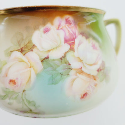 Antique Prince Regent Cracker Biscuit Jar, Hand Painted Roses with Gold Trim, Germany c.1880-1918