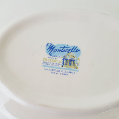 Steubenville Monticello Oval Serving Bowl, c.1940s, Made in USA