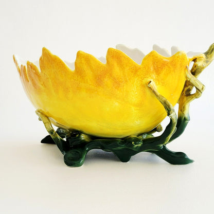 Freeform Leaf Shaped Centerpiece Bowl, Embossed Design