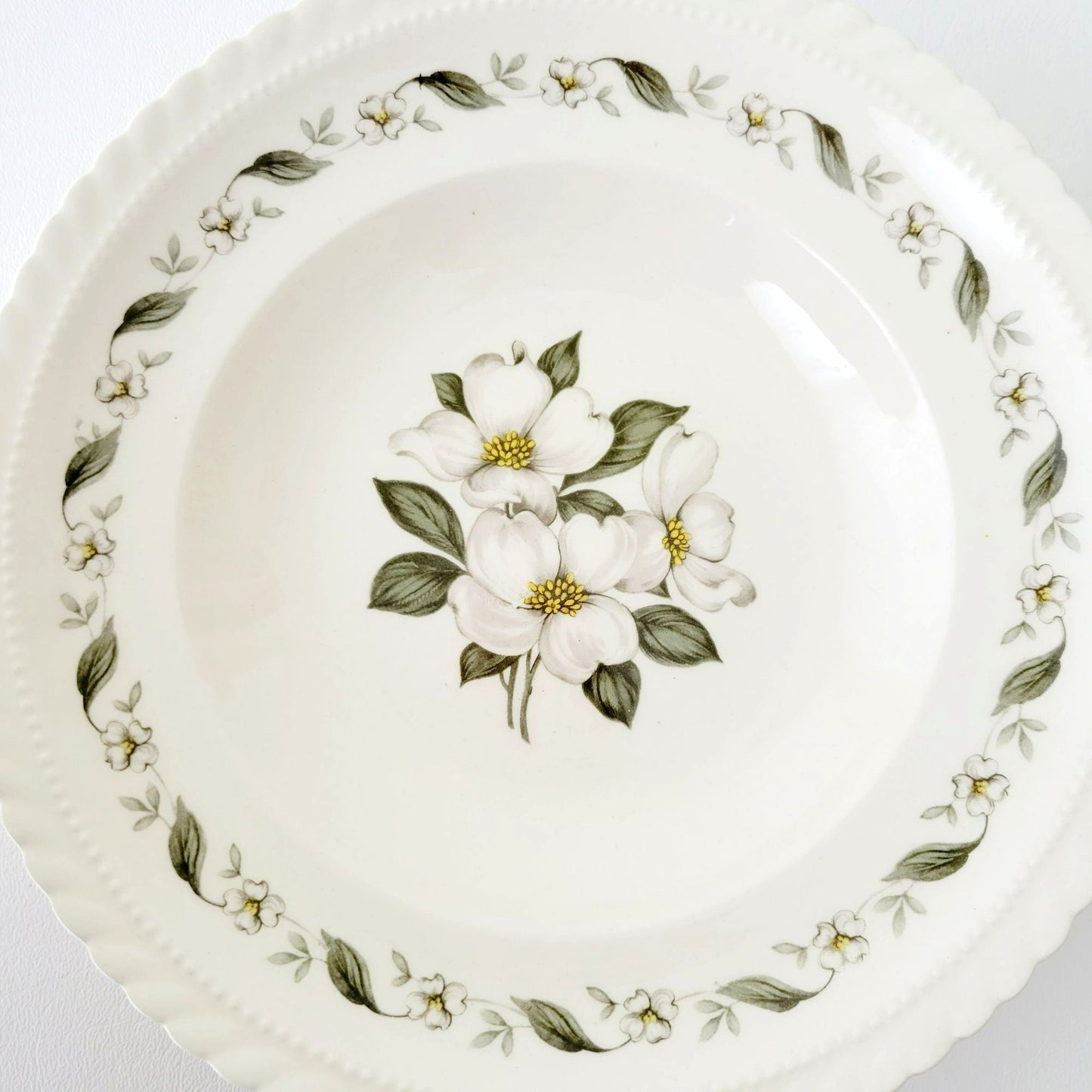 Steubenville Dogwood Floral Rimmed Soup Bowl, c.1940s USA