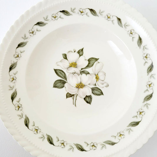 Steubenville Dogwood Floral Rimmed Soup Bowl, c.1940s USA
