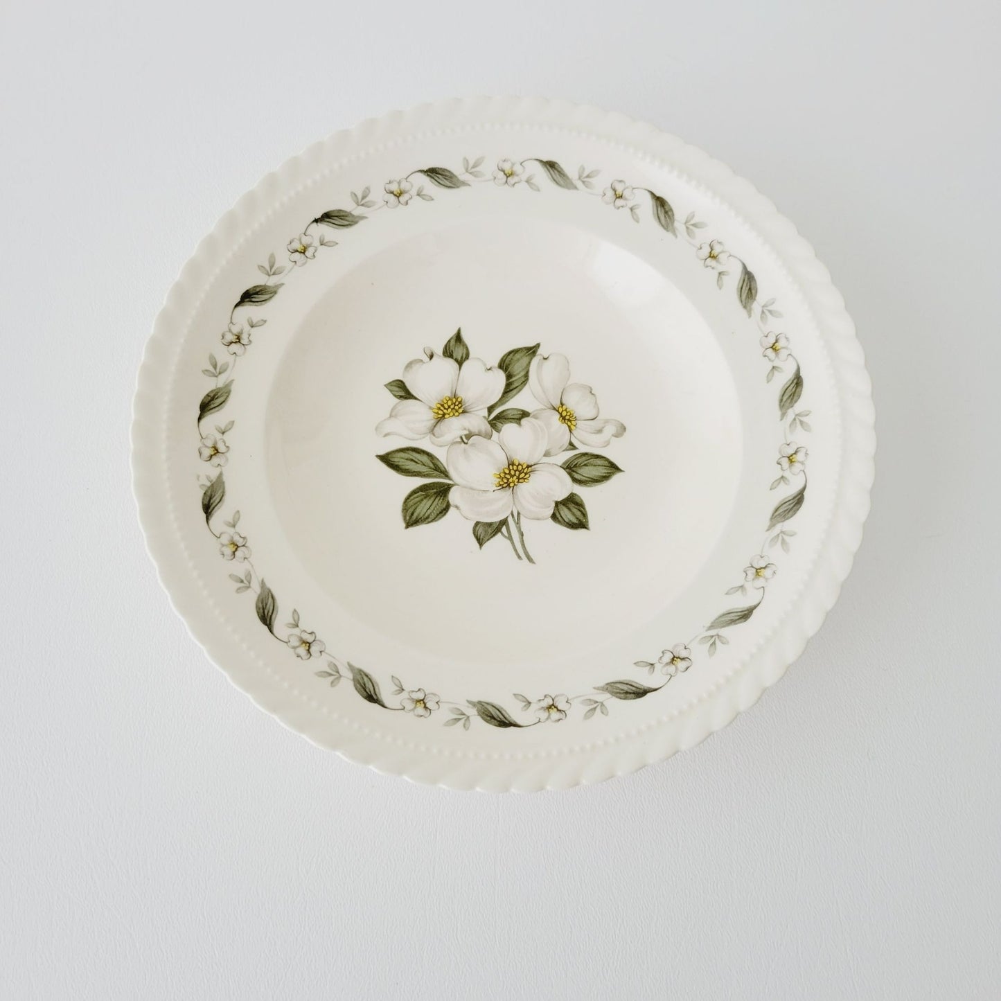 Steubenville Dogwood Floral Rimmed Soup Bowl, c.1940s USA