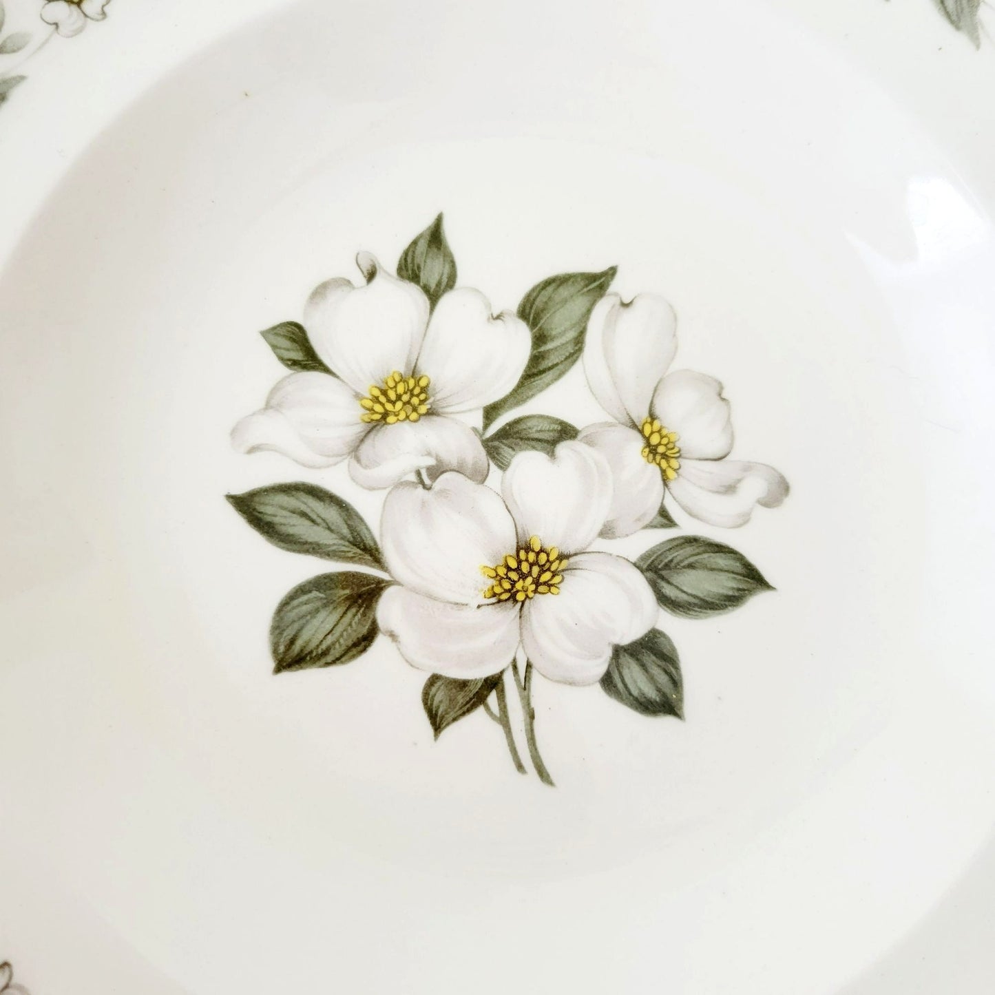 Steubenville Dogwood Floral Rimmed Soup Bowl, c.1940s USA