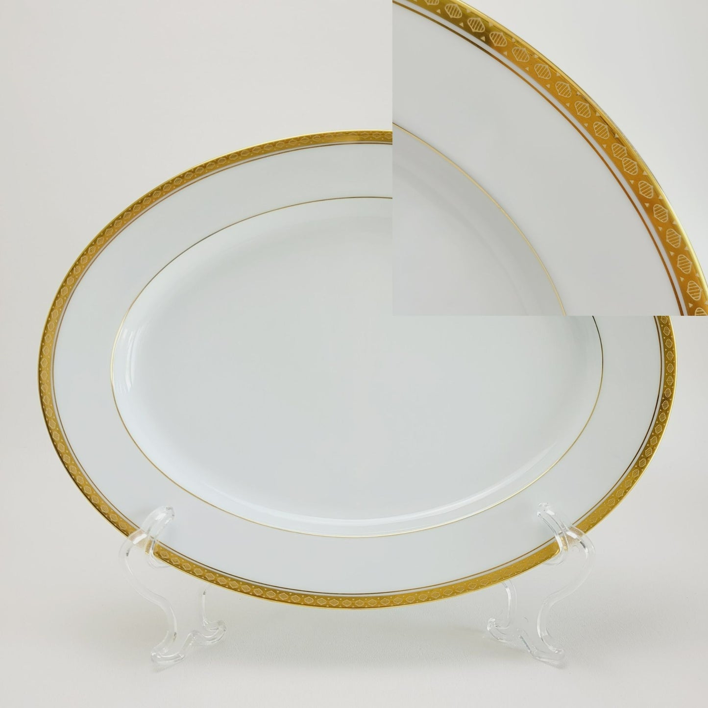 Noritake Richmond 13" Oval Platter, with Etched Gold Band