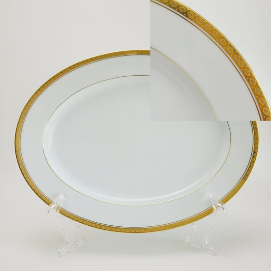 Noritake Richmond 13" Oval Platter, with Etched Gold Band