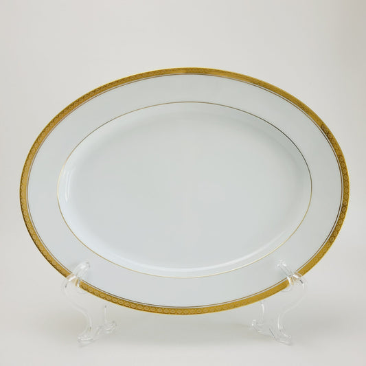 Noritake Richmond 13" Oval Platter, with Etched Gold Band