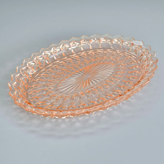 Jeannette HOLIDAY PINK Oval Serving Platter, c.1940-60s USA