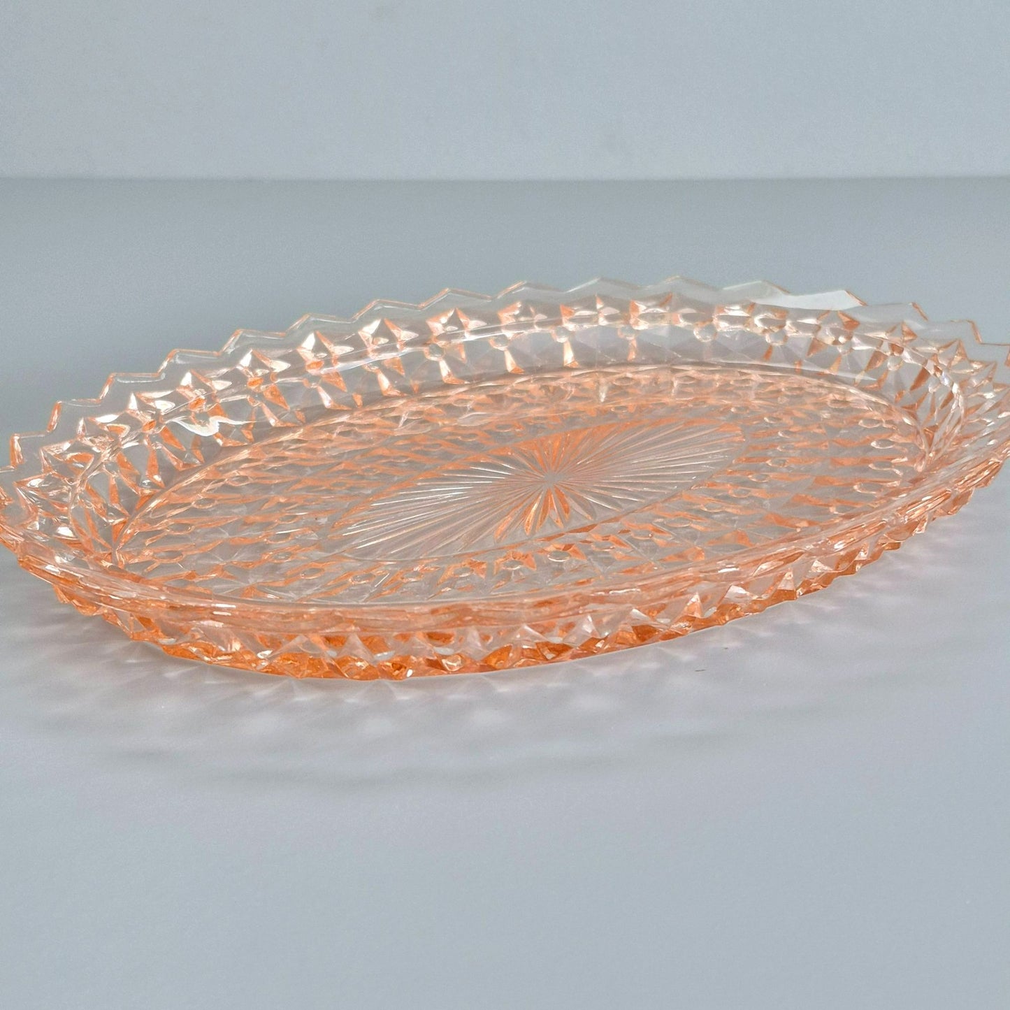 Jeannette HOLIDAY PINK Oval Serving Platter, c.1940-60s USA