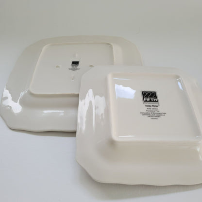 222 Fifth Holiday Wishes Dinner & Salad Plate Set of 2