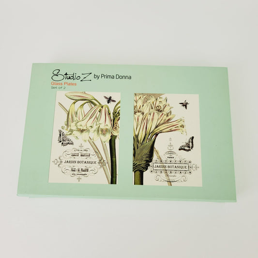 Studio Z Prima Donna Botanical Glass, Plate Set of 2