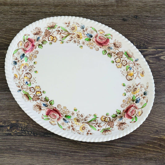 Johnson Bros WindsorWare 12" Oval Platter, Margaret Rose Brown, c.1939-65 England