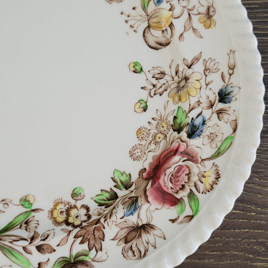 Johnson Bros WindsorWare 12" Oval Platter, Margaret Rose Brown, c.1939-65 England