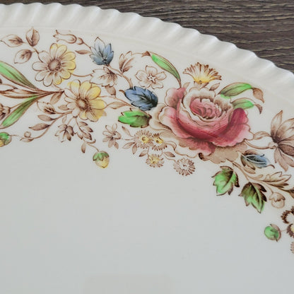 Johnson Bros WindsorWare 12" Oval Platter, Margaret Rose Brown, c.1939-65 England